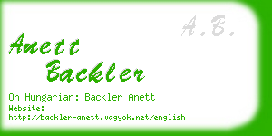 anett backler business card